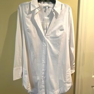 Express boyfriend shirt dress button down mini high low white dress new w/o tag